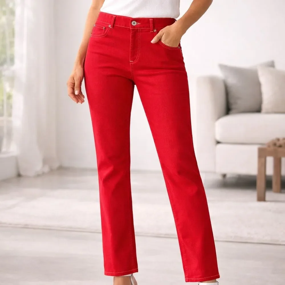 Ralph Lauren Jeans Women’s 10 Red Straight Leg Denim Patriotic Preppy Classic